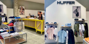 Huffer - Custom metal fabrication fit out for retail, Te Awa The Base, Hamilton. Custom shelving, front counter and wall mounted racking